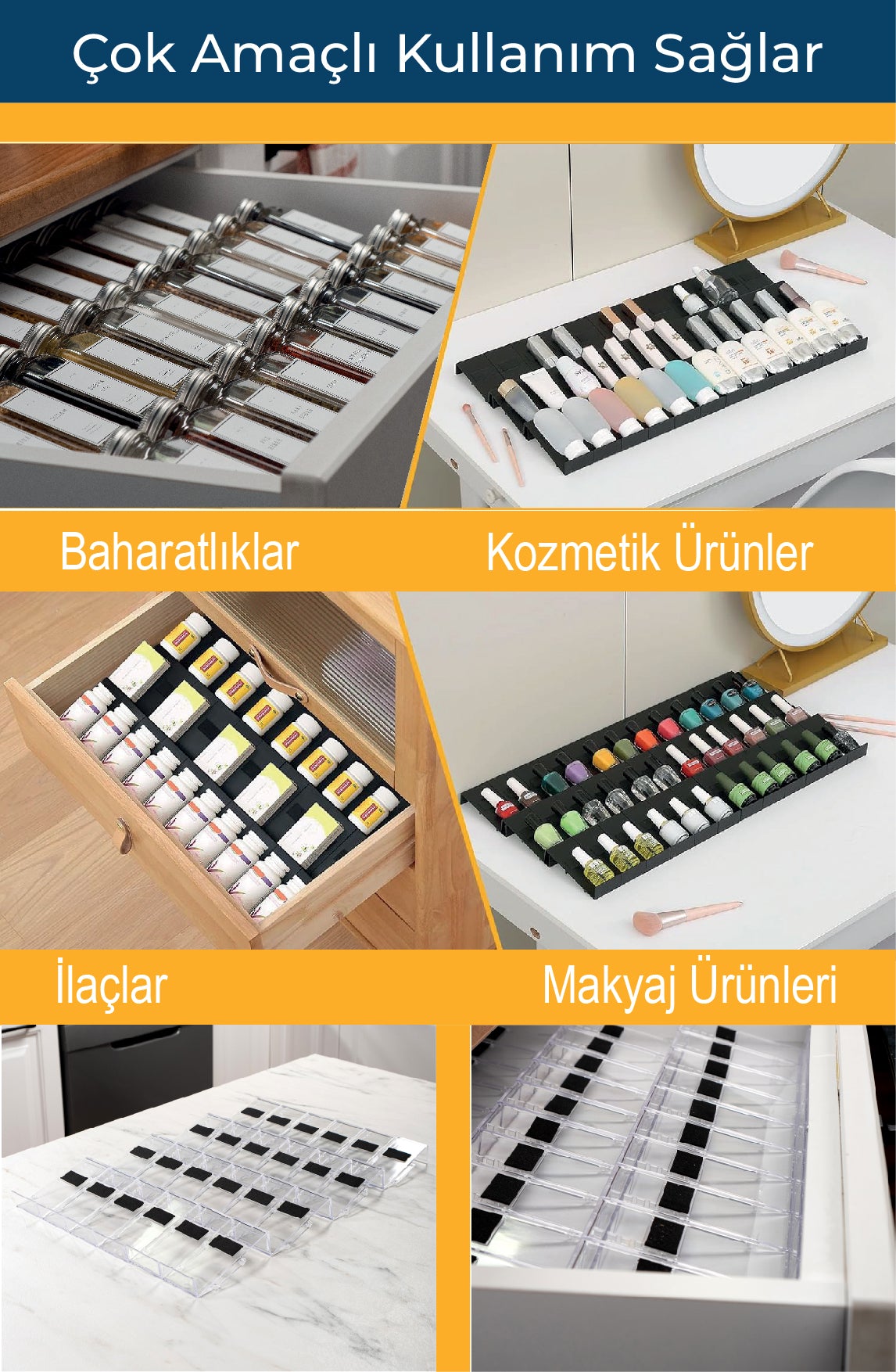 Şeffaf Lego Baharatlık Standı Çekmece içi Düzenleyici Organizer (24 adet)