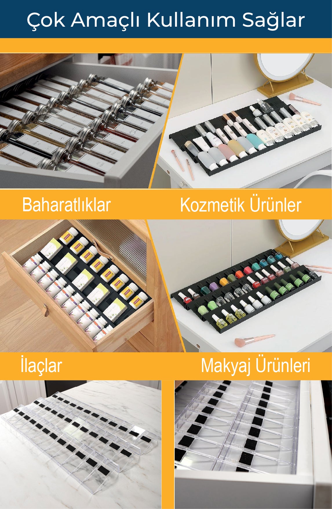 Şeffaf Lego Baharatlık Standı Çekmece içi Düzenleyici Organizer (36 adet)