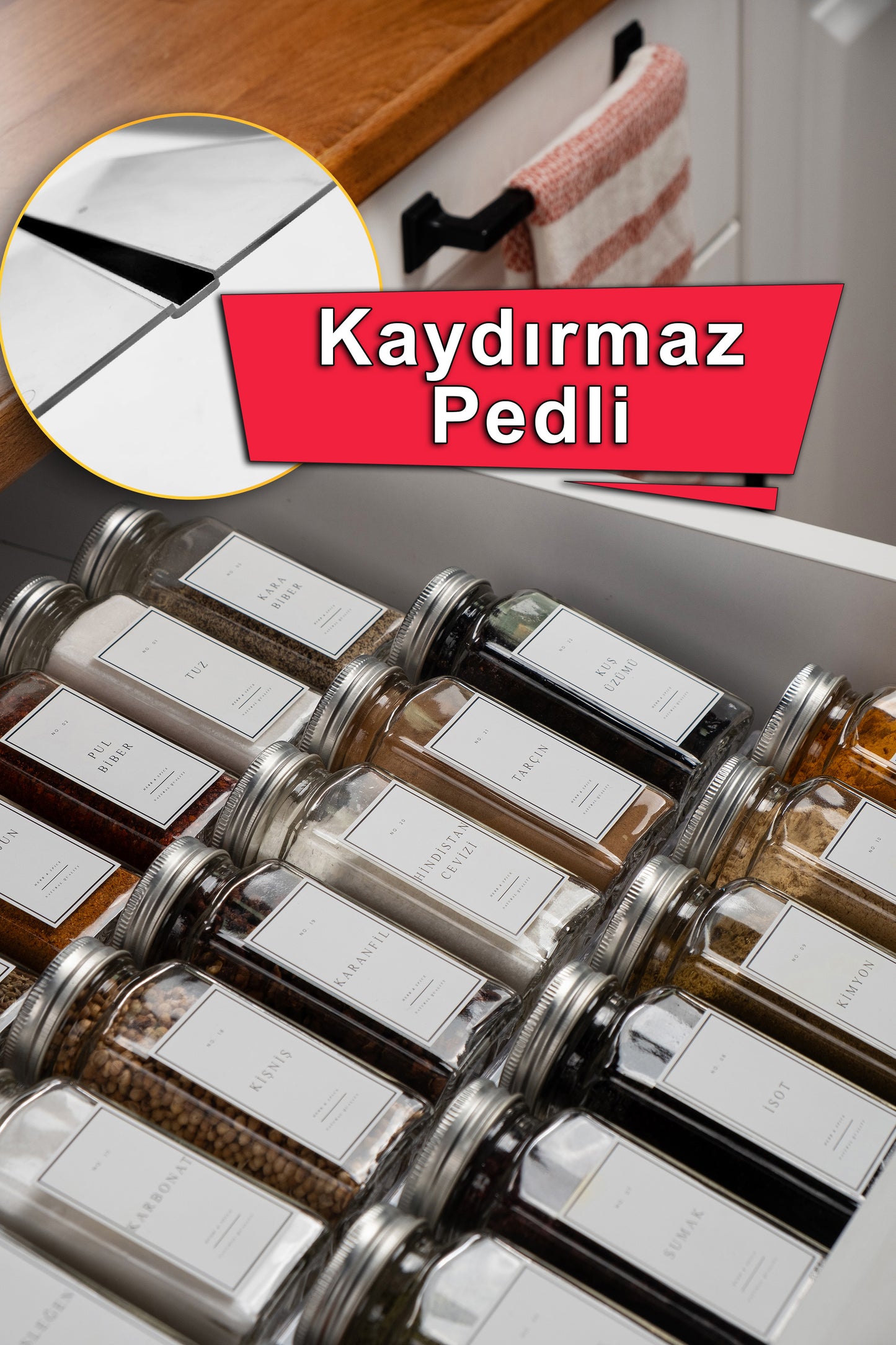 Şeffaf Pleksi Baharatlık Standı Çekmece içi Düzenleyici Organizer (2 adet)