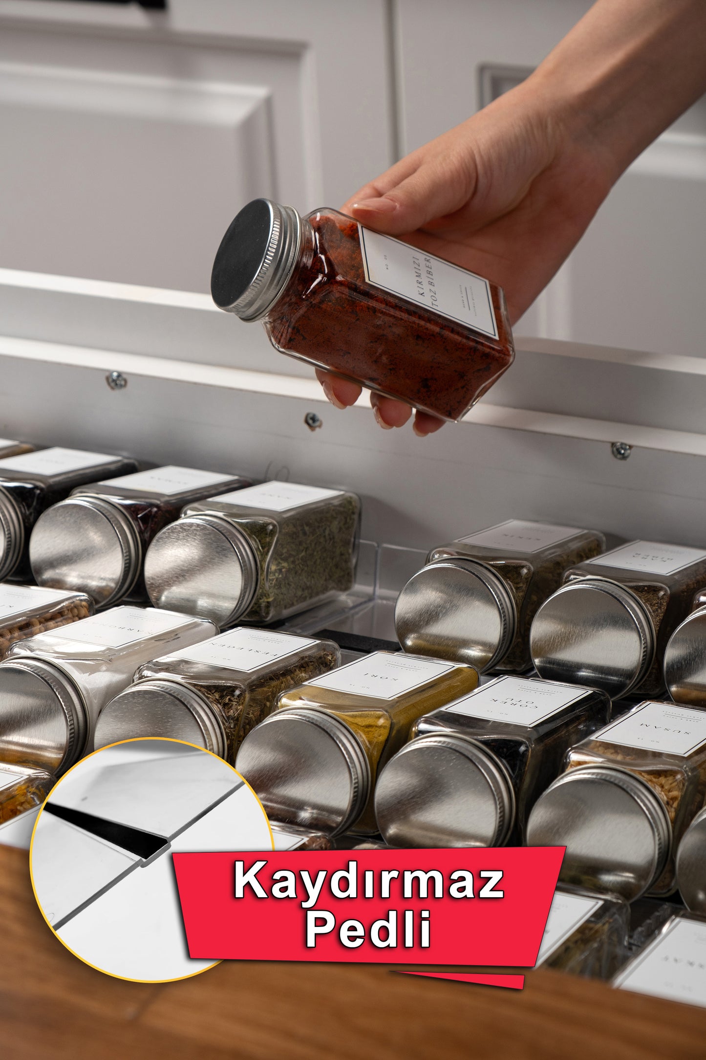 Şeffaf Pleksi Baharatlık Standı Çekmece içi Düzenleyici Organizer (2 adet)