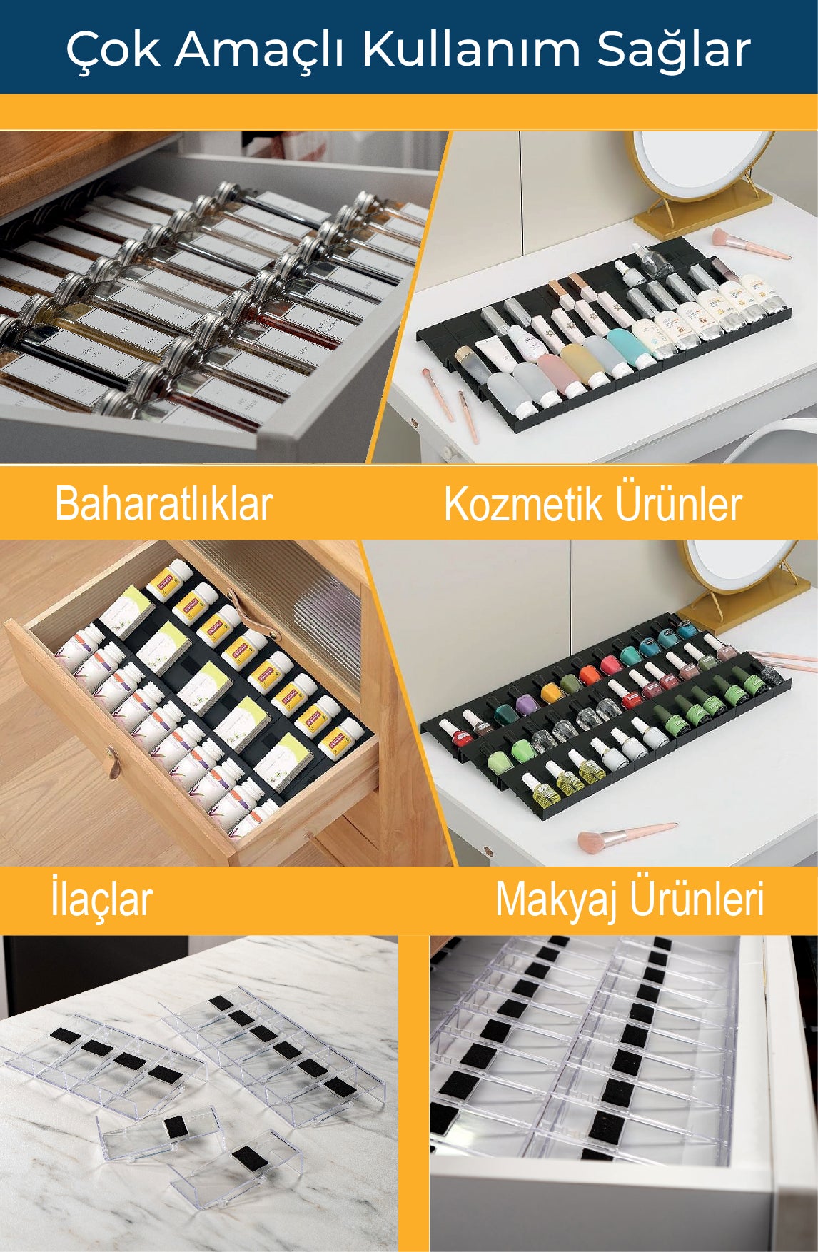 Şeffaf Lego Baharatlık Standı Çekmece içi Düzenleyici Organizer (24 adet)