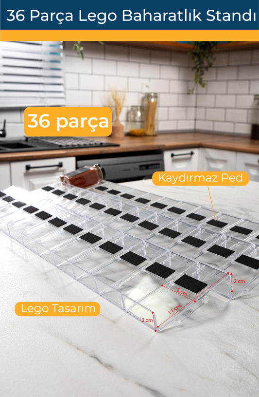 Şeffaf Lego Baharatlık Standı Çekmece içi Düzenleyici Organizer (36 adet)