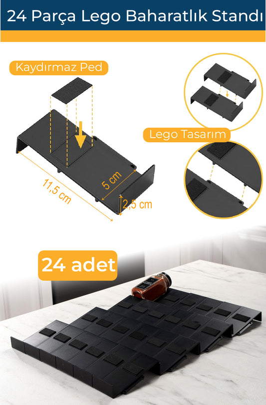 Siyah Lego Baharatlık Standı Çekmece içi Düzenleyici Organizer (24 adet)