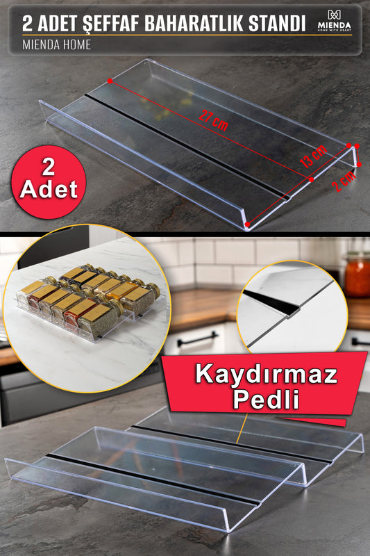 Şeffaf Pleksi Baharatlık Standı Çekmece içi Düzenleyici Organizer (2 adet)