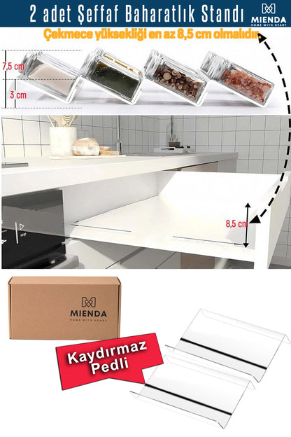Şeffaf Pleksi Baharatlık Standı Çekmece içi Düzenleyici Organizer (2 adet)