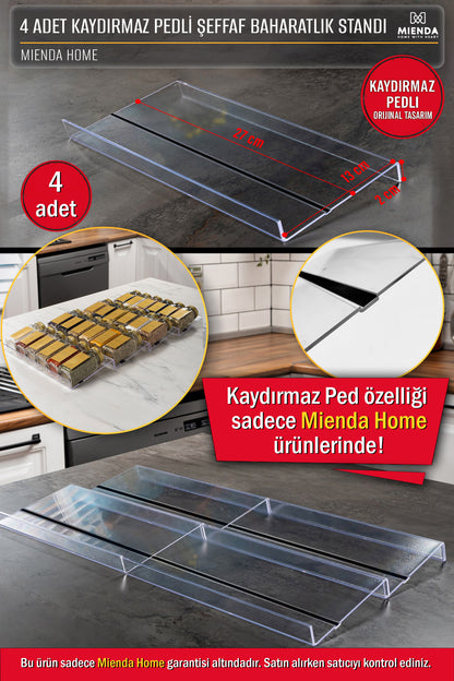 Şeffaf Pleksi Baharatlık Standı Çekmece içi Düzenleyici Organizer (4 adet)