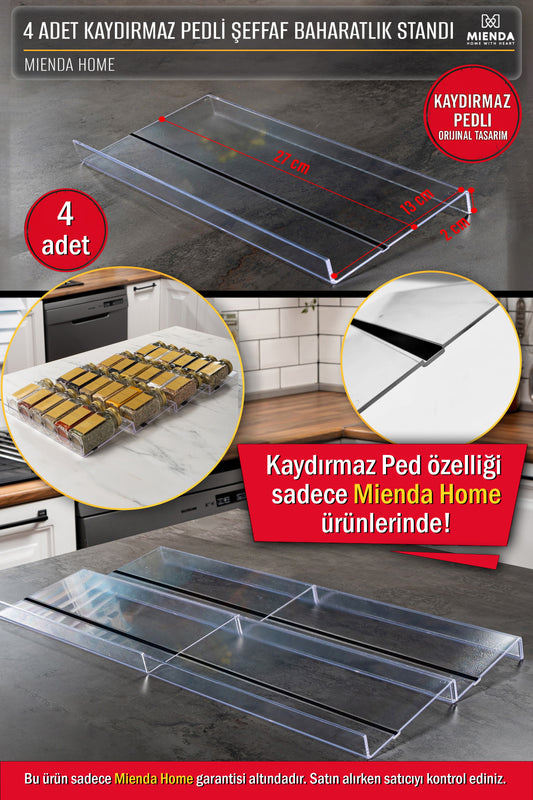 Şeffaf Pleksi Baharatlık Standı Çekmece içi Düzenleyici Organizer (4 adet)