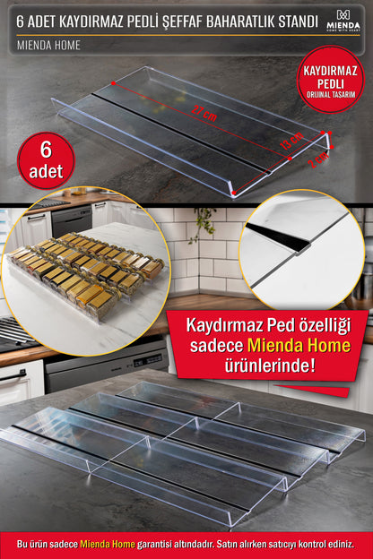 Şeffaf Pleksi Baharatlık Standı Çekmece içi Düzenleyici Organizer (6 adet)